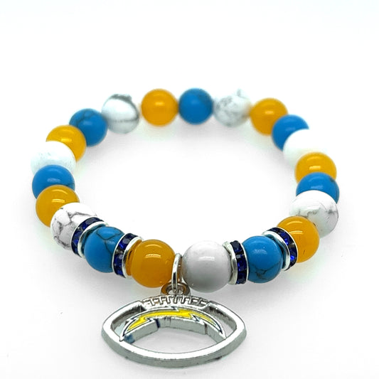 Chargers Fan Gemstone Bracelet