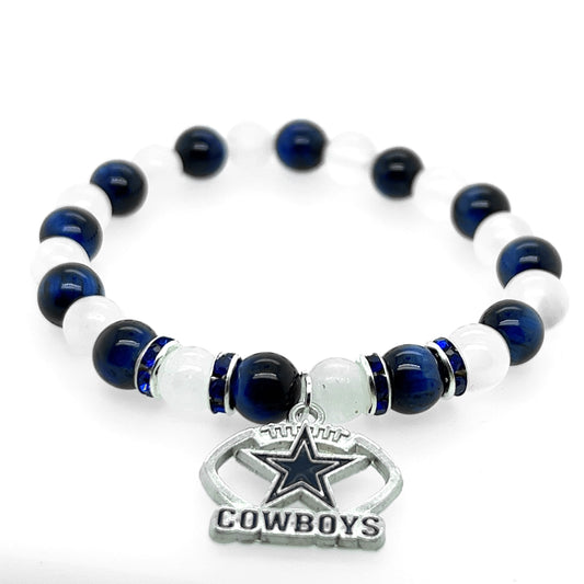 Cowboys Fan Gemstone Bracelet