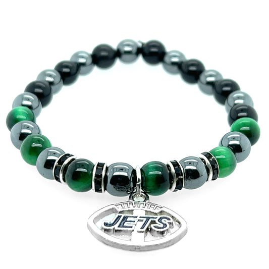 Jets Fan Gemstone Bracelet