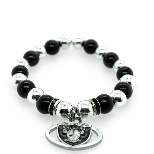 Raiders Fan Gemstone Bracelet