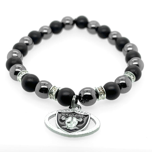 Raiders Fan Gemstone Bracelet style 2