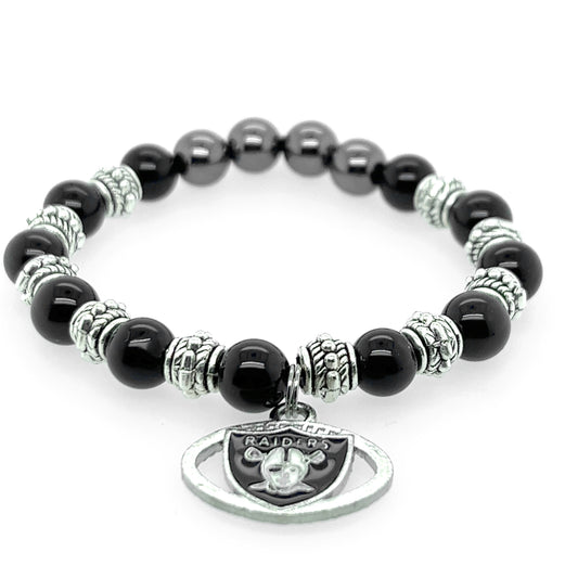 Raiders Fan Gemstone Bracelet style 3