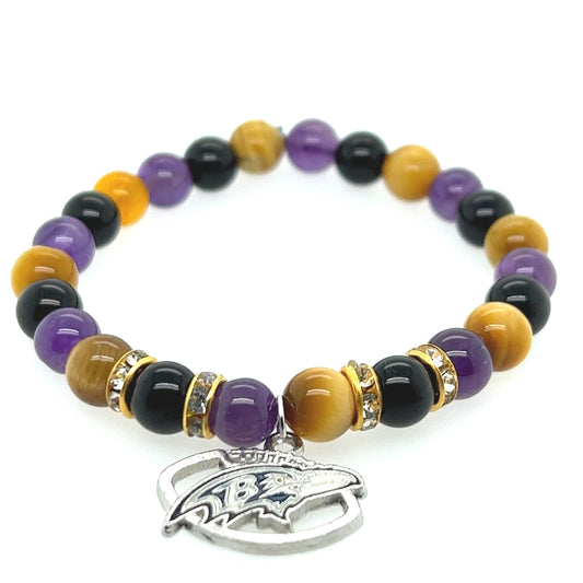 Ravens Fan Gemstone Bracelet