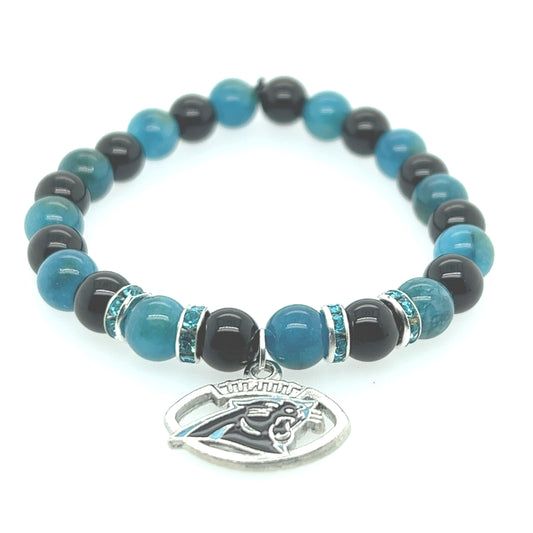 Panthers Fan Gemstone Bracelet